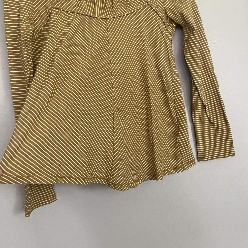 Anthropologie Maeve Kenley Mustard Yellow Striped Long Sleeve Top Size XSmall - Picture 6 of 12
